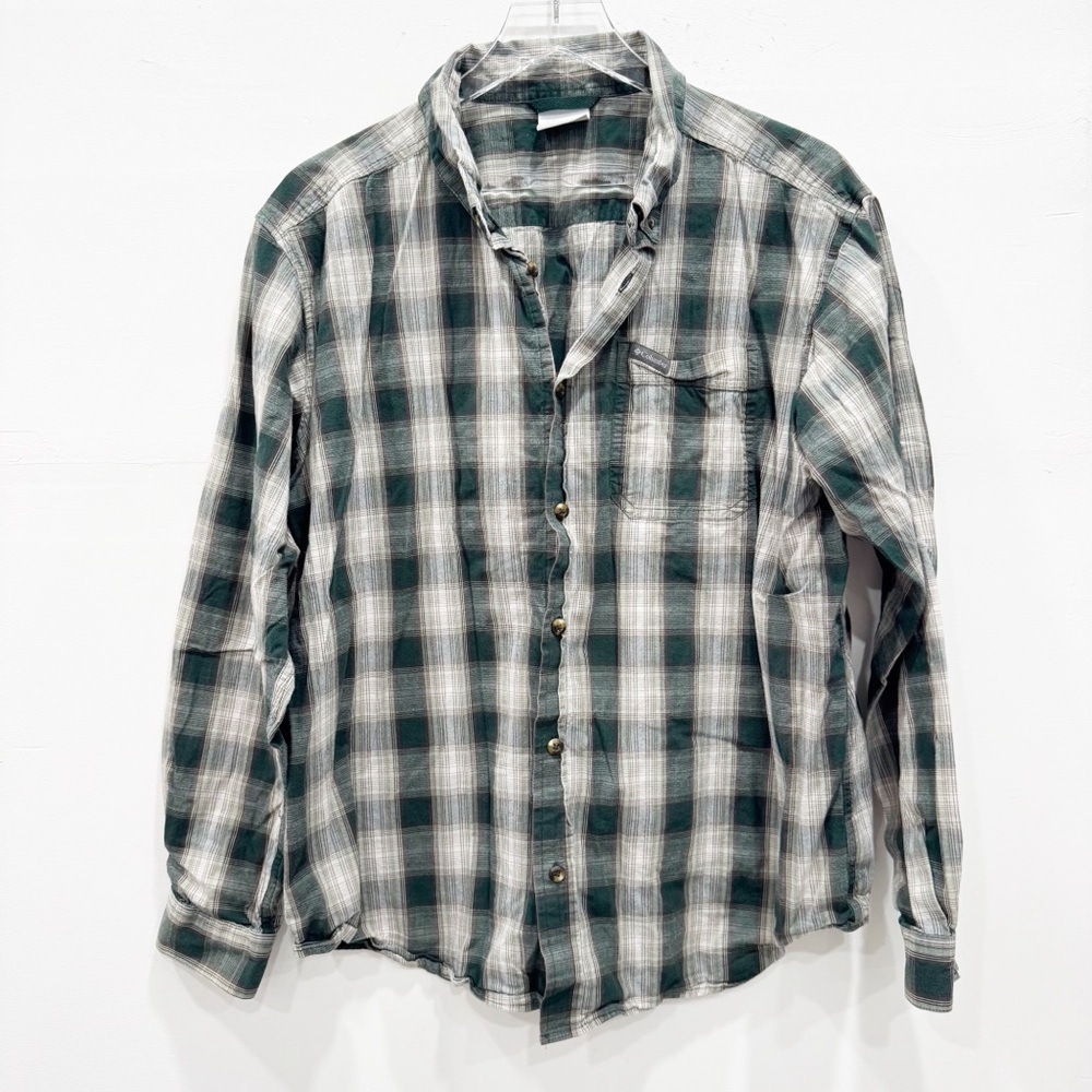 Columbia Long Sleeve Plaid Button Up Shirt Green XL